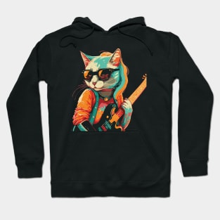 Pop art Cat Musician Hoodie